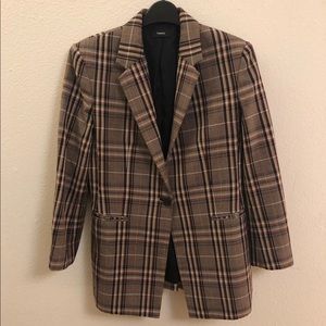 Theory Plaid Blazer 3/4 Sleeves